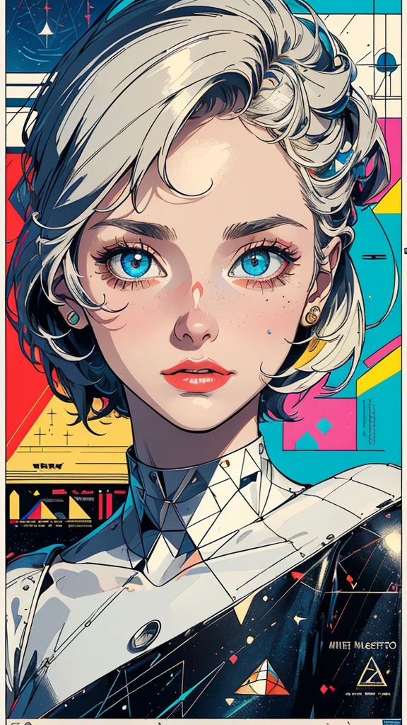 (((masterpiece, highest quality))),(((solo:1.2))),(((1girl:1.2))),32k wallpaper, very detailed, poster, vintage science fiction, 1960s,(((((geometric cinematic movie poster))))), (bauhaus), shape,(((abstract))), mid century modern, movie poster, vintage, Perfect Lady,1970's, halftone, speech bubble,(((portfolio,Close-up))),(((various angle))),(((bust up))),((highlight)),Vast landscape,((((heterochromia)))),(((complete. detailed face))),(((Extremely talented))),(((most complecated machine))),((Overall colorfully))