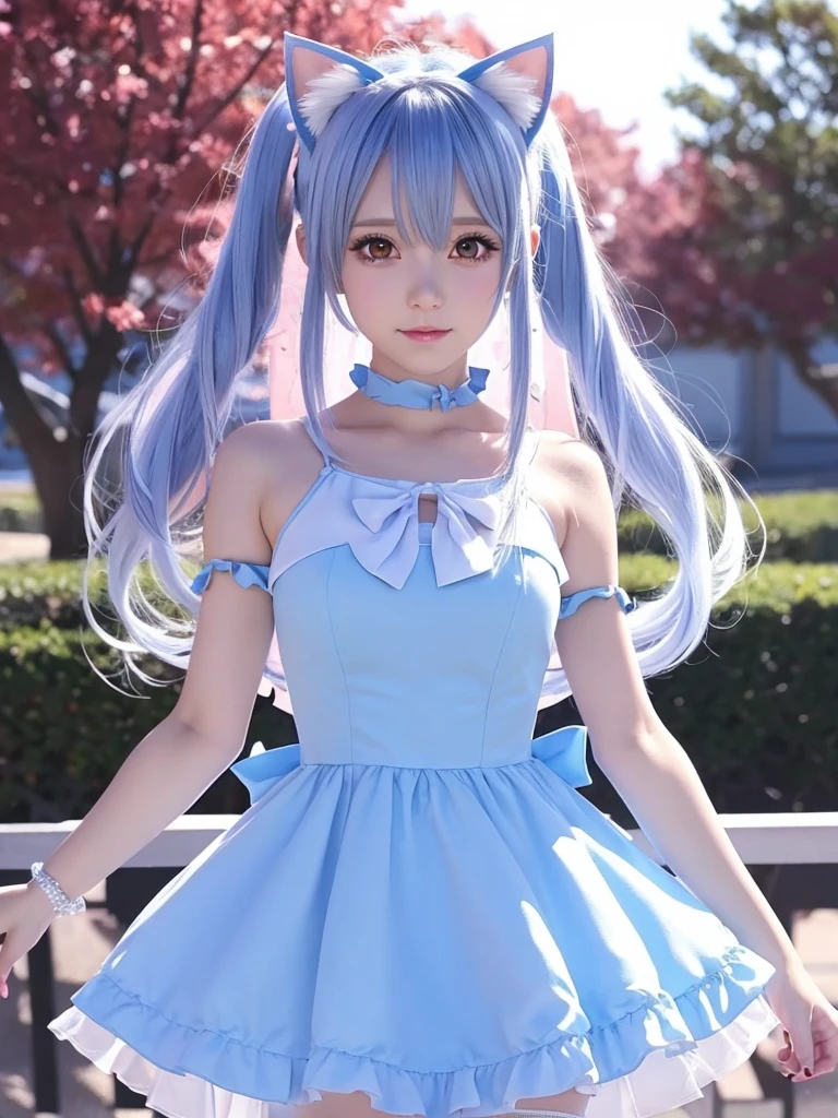 Close-up of a person wearing a dress and cat ears, Anime VTuber Full Body Model, Live2D Virtual Youtuber Model, Full body fairy, Anime Moe Art Style, Anime-style 3D, Single character full body, rimuru, Lori, Cute 3D anime girl render, Cute anime waifu in a nice dress