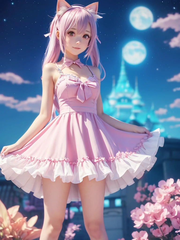  Close-up of a person wearing a dress and cat ears, Anime VTuber Full Body Model, Live2D Virtual Youtuber Model, Full body fairy, Anime Moe Art Style, Anime-style 3D, Single character full body, rimuru, Lori, Cute 3D anime girl render, Cute anime waifu in a nice dress