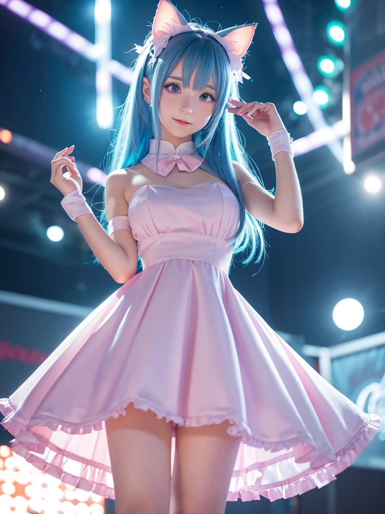  Close-up of a person wearing a dress and cat ears, Anime VTuber Full Body Model, Live2D Virtual Youtuber Model, Full body fairy, Anime Moe Art Style, Anime-style 3D, Single character full body, rimuru, Lori, Cute 3D anime girl render, Cute anime waifu in a nice dress