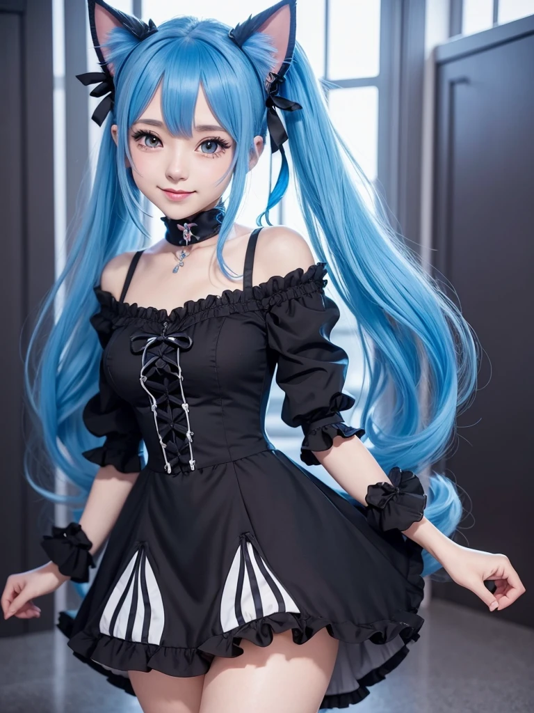 Big breasts Hatsune Miku, actual, Blue hair, ultra - detailed