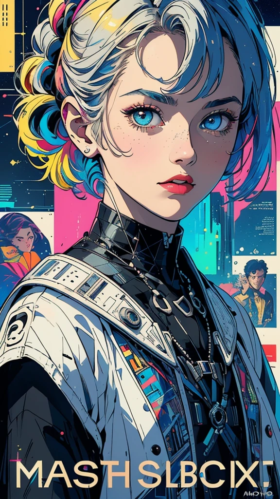 (((masterpiece, highest quality))),(((solo:1.2))),(((1girl:1.2))),32k wallpaper, very detailed, poster, vintage science fiction, 1960s,(((((geometric cinematic movie poster))))), (bauhaus), shape,(((abstract))), mid century modern, movie poster, vintage, Perfect Lady,1970's, halftone, speech bubble,(((portfolio,Close-up))),(((various angle))),(((bust up))),((highlight)),Vast landscape,((((heterochromia)))),(((complete. detailed face))),(((Extremely talented))),(((most complecated machine))),((((Overall colorfully))))