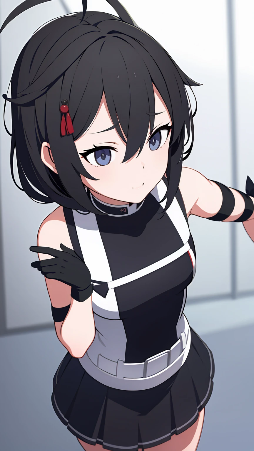 Shigure Kai 3 KanColle Sleeveless Black Thimble Glove Black Skirt Braid 8K High Resolution insanely detailedinsanely detailed eyes insanely detailed face、insanely detailed body、insanely detailed skin