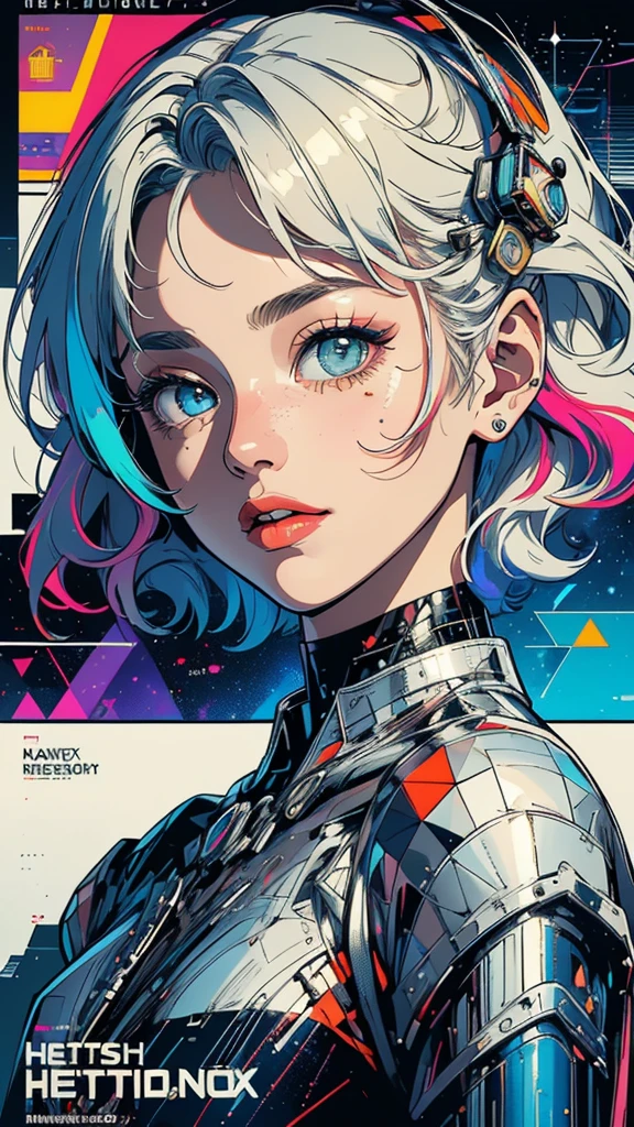 (((masterpiece, highest quality))),(((solo:1.2))),(((1girl:1.2))),32k wallpaper, very detailed, poster, vintage science fiction, 1960s,(((((geometric cinematic movie poster))))), (bauhaus), shape,(((abstract))), mid century modern, movie poster, vintage, Perfect Lady,1970's, halftone, speech bubble,(((portfolio,Close-up))),(((various angle))),(((bust up))),((highlight)),Vast landscape,((((heterochromia)))),(((complete. detailed face))),(((Extremely talented))),(((most complecated machine))),((((Overall colorfully))))