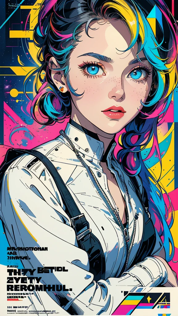 (((masterpiece, highest quality))),(((solo:1.2))),(((1girl:1.2))),32k wallpaper, very detailed, poster, vintage science fiction, 1960s,(((((geometric cinematic movie poster))))), (bauhaus), shape,(((abstract))), mid century modern, movie poster, vintage, Perfect Lady,1970's, halftone, speech bubble,(((portfolio,Close-up))),(((various angle))),(((bust up))),((highlight)),Vast landscape,((((heterochromia)))),(((complete. detailed face))),(((Extremely talented))),(((most complecated machine))),((((Overall colorfully))))