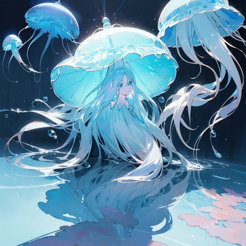 ((watercolor (medium))), (no human:2.0), white background, fairy, puffy short sleeves, fantasy, flower, sketch, monochrome, clock tower, masterpiece:1.8, highest quality , super fine illustration,best shadow,
professional lighting,reflected light,Super beautiful, soft light,trace of light,((blue tones:1.3)), floor, Underwater,(see-through ), coral, Big jellyfish, Sparkling,Fluffy, fantastic,soap bubbles,Bubble,Lots of jellyfish,