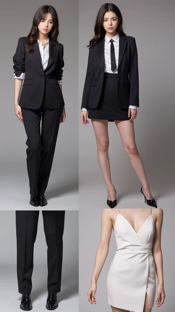 (Full body image:1.5),(Are standing:1.3),Kaede Karen、8K、suit、high waist、Long legs、
