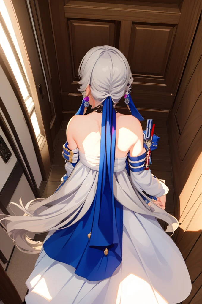 ((mejor calidad)), ((Obra maestra)), (detallado), 1 chica, anime, bronya zaychick, pov,                  from behind, agachada en 4 patas,sex, pene en la vagina, follada desde atras, contenido +18 cabello blanco, ojos blancos, 