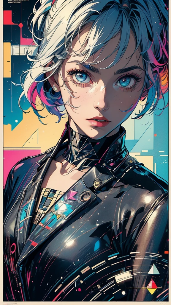 (((masterpiece, highest quality))),(((solo:1.2))),(((1girl:1.2))),32k wallpaper, very detailed, poster, vintage science fiction,(((((geometric cinematic movie poster))))), ((bauhaus)),(shape),(((abstract))),(mid century modern),movie poster,(((((portfolio))))),(((((Close-up))))),(((((bust up))))),((((more various angle)))),(((highlight))),Vast landscape,((((heterochromia)))),(((complete. detailed face))),(((Extremely talented))),(((most complecated machine))),(Colorful color scheme)