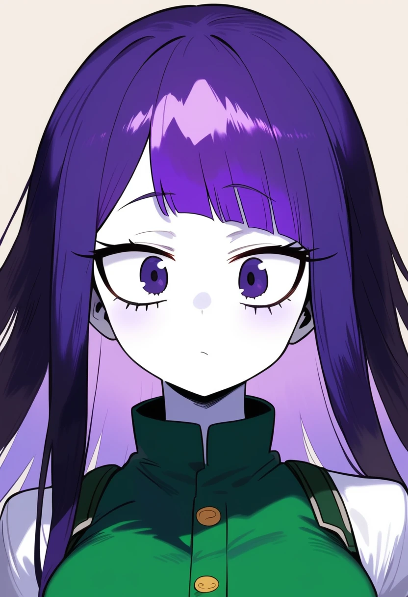 1girl, collarbone, huge breasts, long hair, looking at viewer, medusa \(fate\), nakamura regura, purple eyes, purple hair, scales, bra,slit pupils, snake, solo, upper body, very long hair, naked, urinating