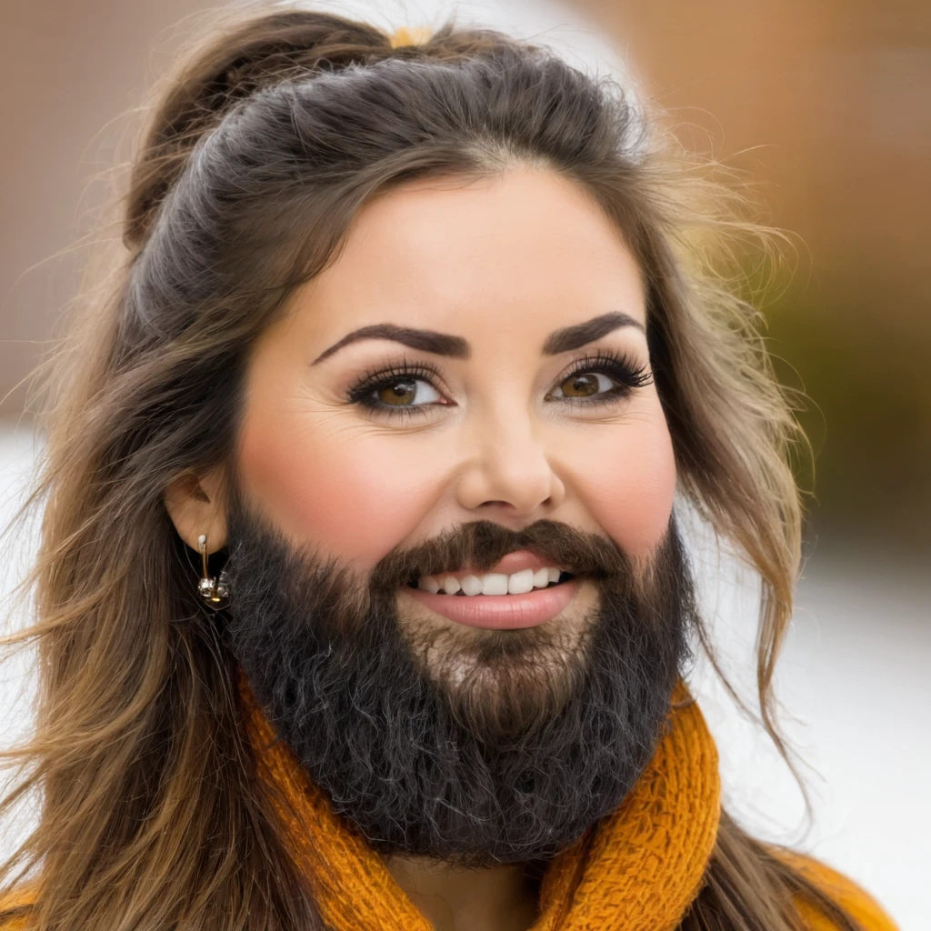 bearded woman with hairy cheeks