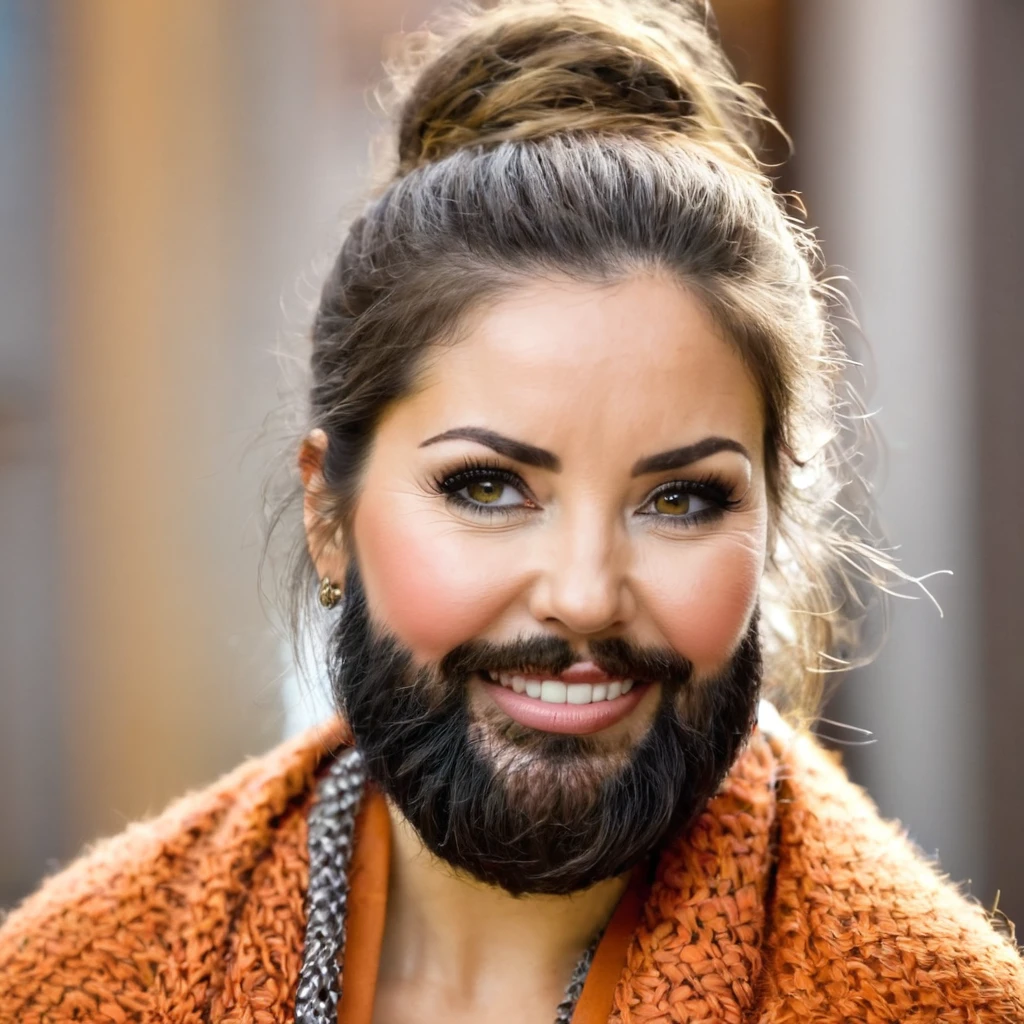 bearded woman with hairy cheeks