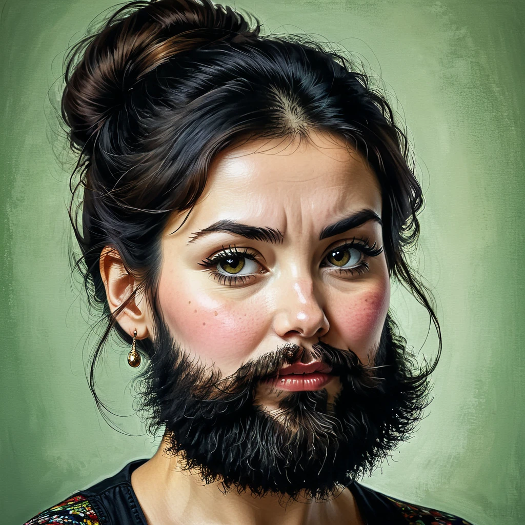 bearded woman with hairy cheeks