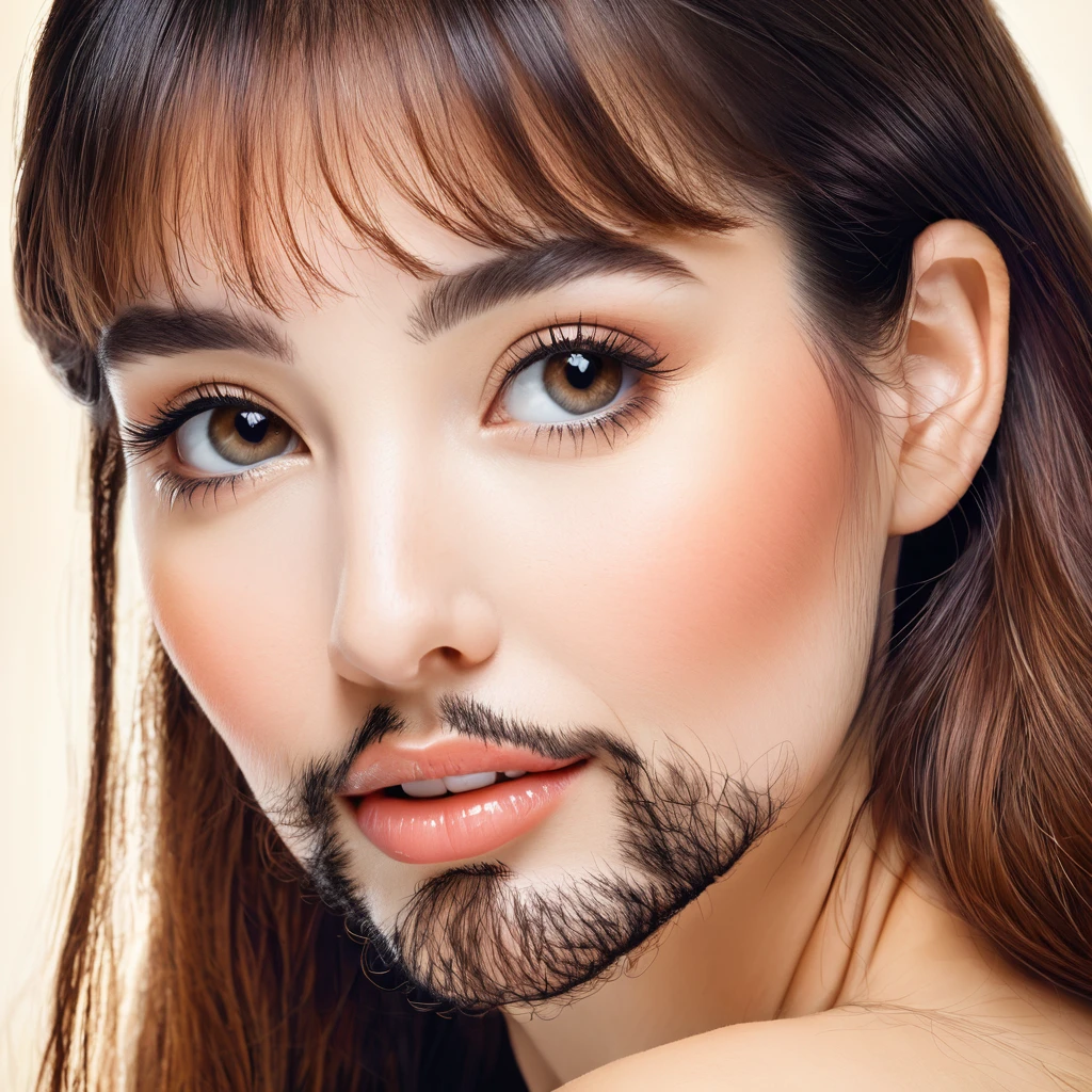 bearded woman with hairy cheeks