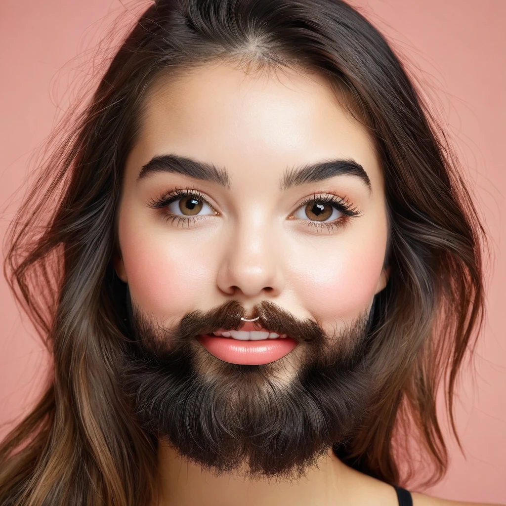 bearded woman with hairy cheeks
