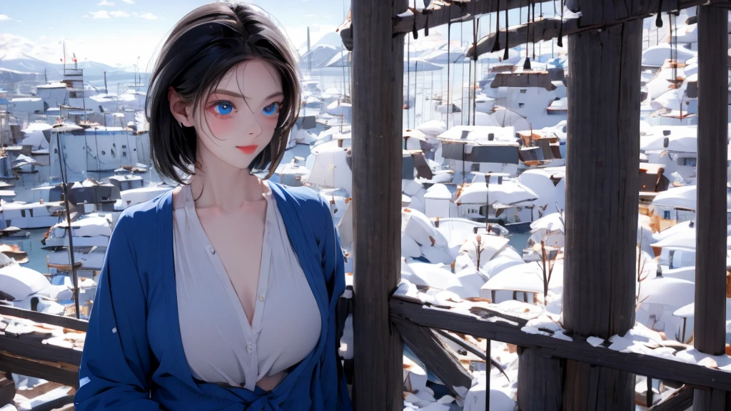 1 girl, medium light black hair, light blue eyes, wearing Sexy outfit , city , Sexy , high res, ultrasharp, 8K, masterpiece, Looking from the front