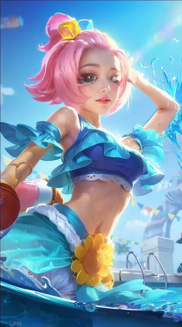 ((Midnight, Best quality, 8k, Masterpiece :1.3)), Whole body, Long legs, Sharp focus :1.2, A pretty woman with perfect figure :1.4, Slender abs :1.1, ((Dark brown hair, Big breasts :1.2)), (White tight tshirt, Jean bib, Standing:1.2), ((Night city view, Rooftop:1.3)), Highly detailed face and skin texture, Detailed eyes, Double eyelid