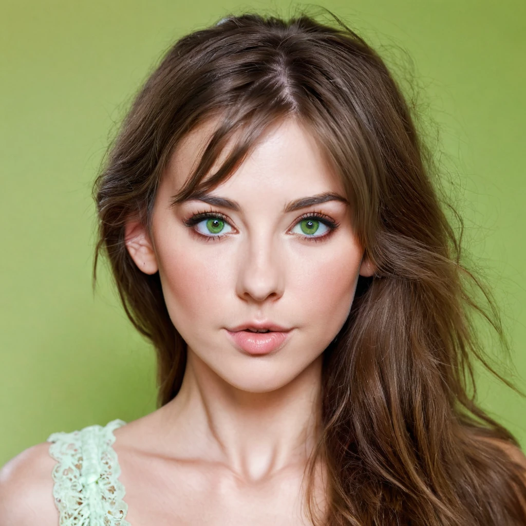 ultra sharp portrait, woman with huge shaggy beard on the cheeks under the eyes, tied brown hair, light green eyes, big nose
