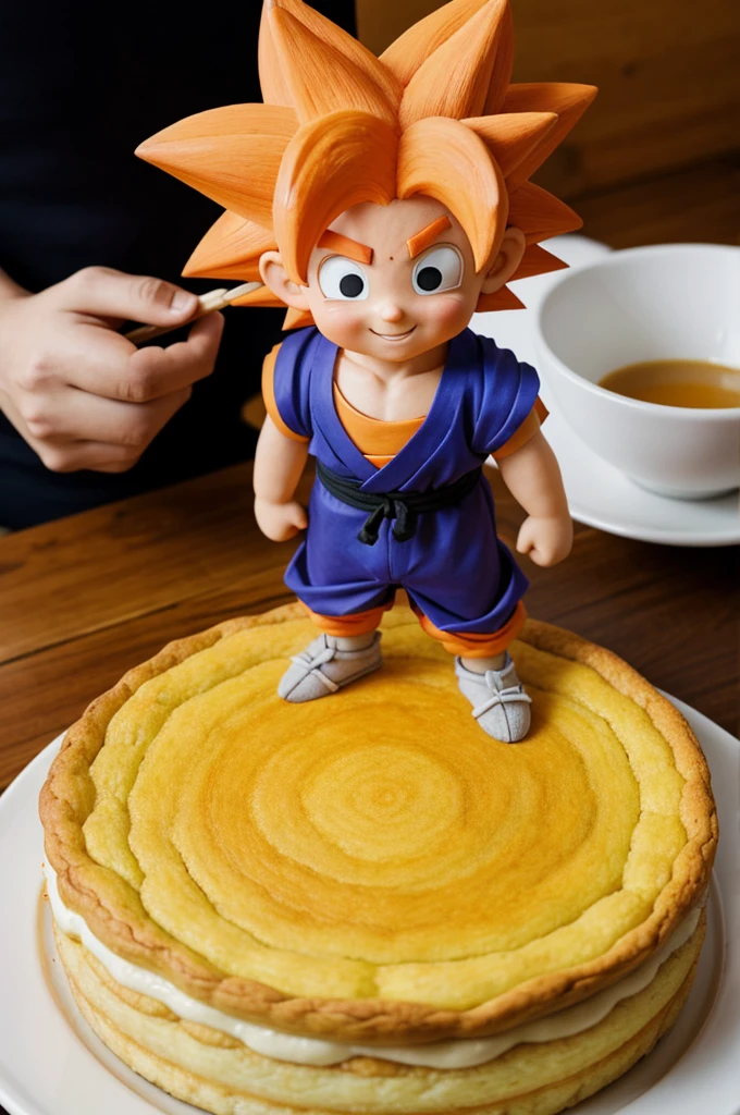 Pastel de Goku dibujado en la copa
