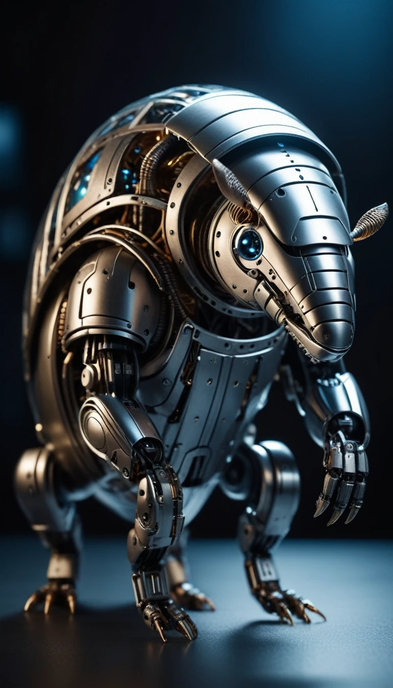 On all fours、Translucent movie stills (Cybernetic robot armadillo:1.5), (Glowing Veins:1.3) (The cable enters the body, circuit:1.3), Very detailed, Vignette, Very detailed, High budget, Bokeh, Sulky, amazing, nice, Film Grain, granular