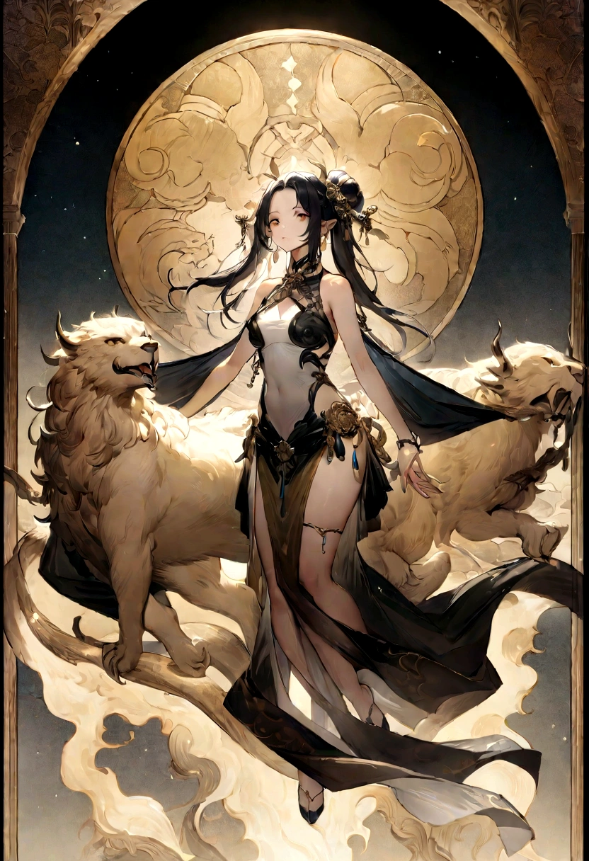 (Highest quality,4k,8k,High resolution,masterpiece:1.2)((Friendship)), Four Divine Beasts、Ancient mythology、whole body、dynamic、mysterious、Fantasy、Ultra delicate、Chinese style background