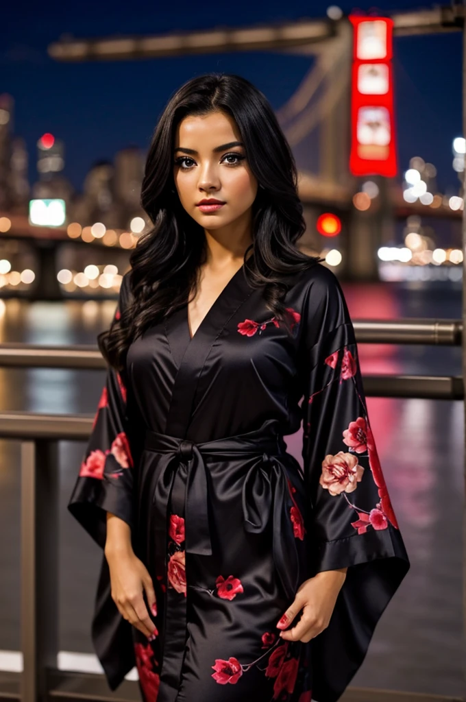 Chica dark kimono ojos rojos new york de noche