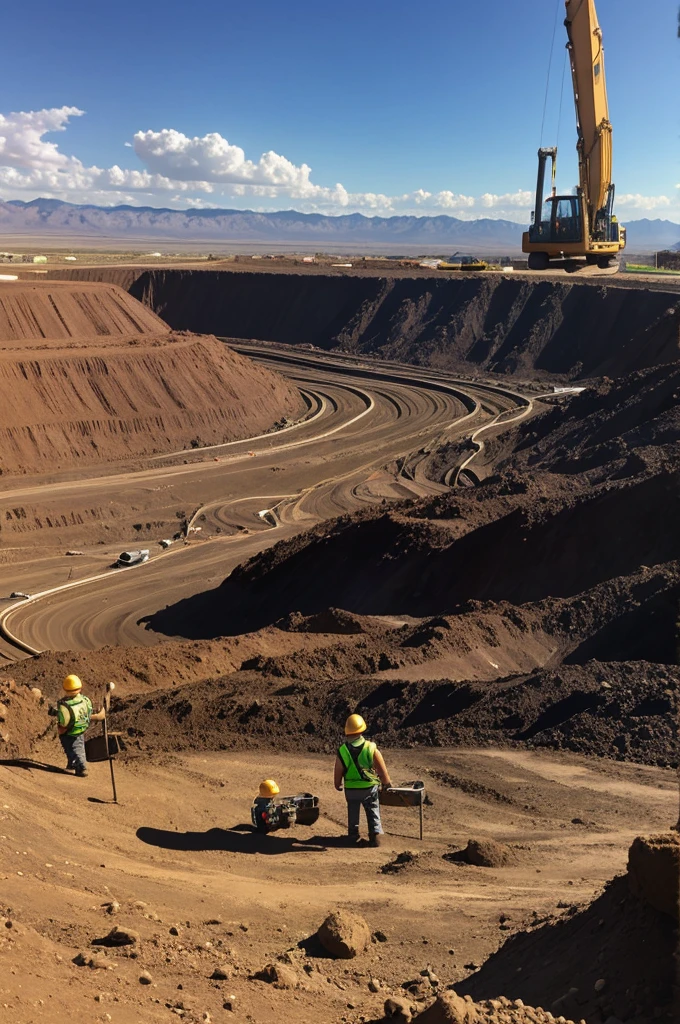 Dad mining with his son