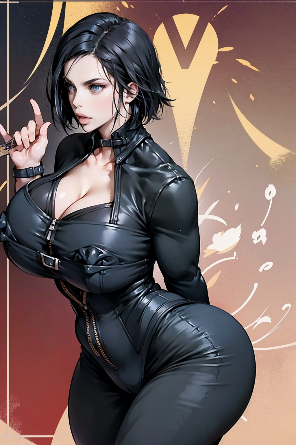 1girls alternate ass size alternate breast size alternate costume black hair breasts bigger than head clothed clothed female female female only female solo from above gigantic breasts hips hourglass figure huge breasts necklace slim waist solo solo female top heavy top heavy breasts upper body vampire vampire girl wide hips short hair