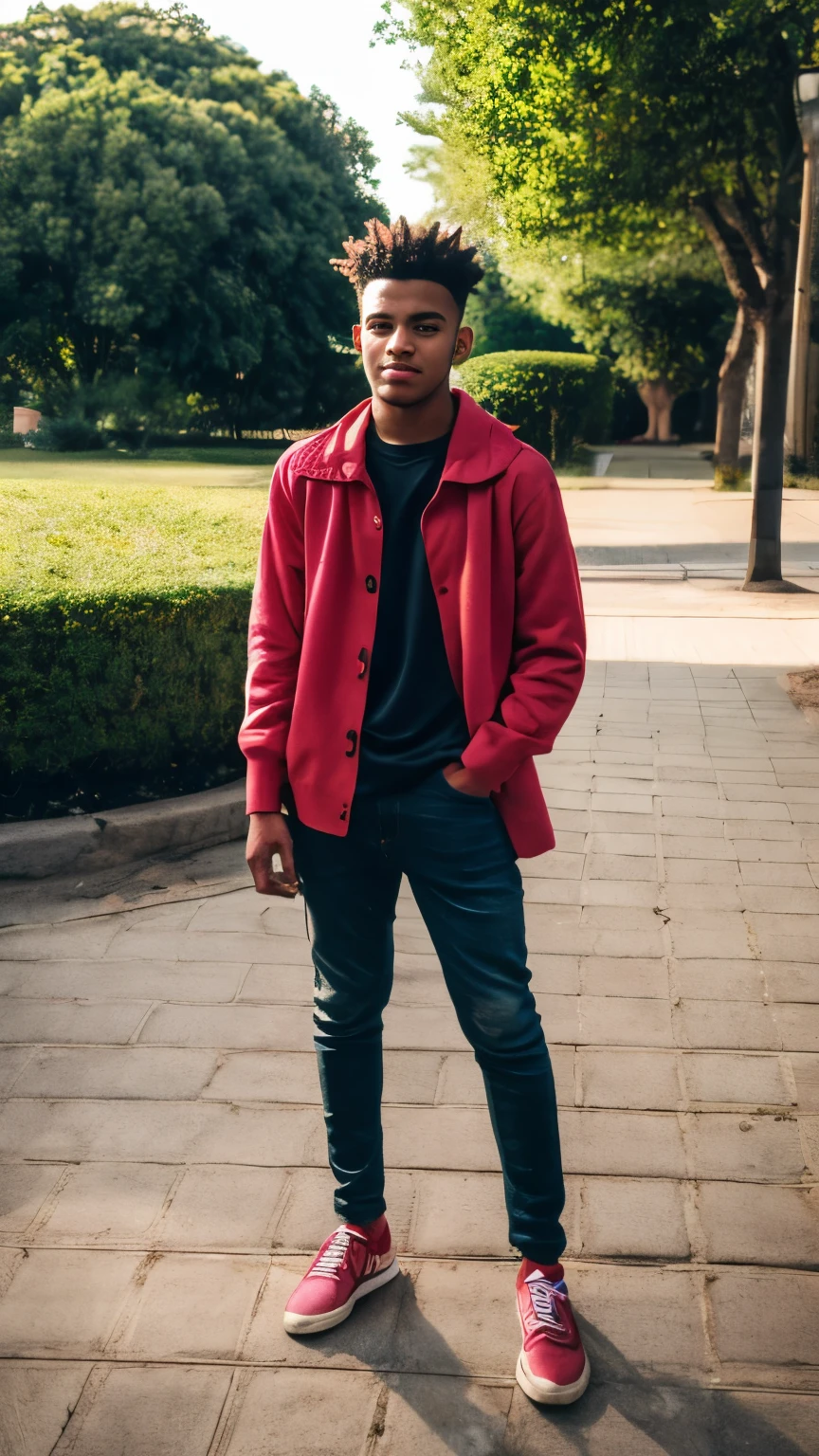 arafed young man standing on a brick walkway in a park, mateus 9 5, caio santos, young!!!, by Felipe Seade, around 1 , 1 6 years oldcher, nick silva, looks like fabiula nascimento, by Willian Murai, very very low quality picture, xxxtentacion