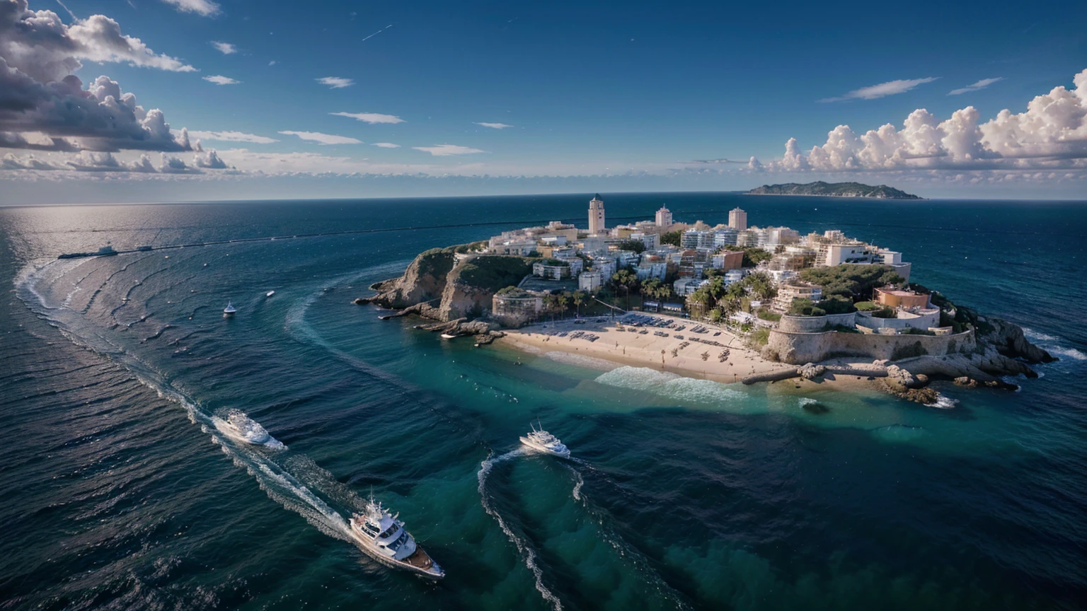 (ultra-high definition, hyper-realistic, highly detailed, high quality, sharp focus, professional lighting, vivid colors, intricate details), (beach in Ibiza Spain background with water, yachts, boats, detailed architecture, people, vibrant atmosphere), (best quality,4k,8k,16k,Highest,masterpiece:1.2),(realistic,photorealistic,photo-realistic:1.37), (extremely detailed CG unit, 16k wallpaper), 16k UHD, 16k HDR, Fujifilm XT3 sharp focus, professional lighting, vivid colors, intricate details, film grain, Fujifilm XT3 realistic painting art, f5.6, physically-based rendering, natural lighting, cinematic lighting ,dramatic lighting, professional, dynamic movement, colorful lighting, vibrant colors, studio lighting, professional photography, cinematic composition, symmetrical framing, landscape, Utilize state-of-the-art deep learning models and adjust parameters according to quality metrics such as Structural Similarity (SSIM) and Perceptual Loss to create an image that is indistinguishable from a real, high-quality photograph, fine-tuning, (be creative),