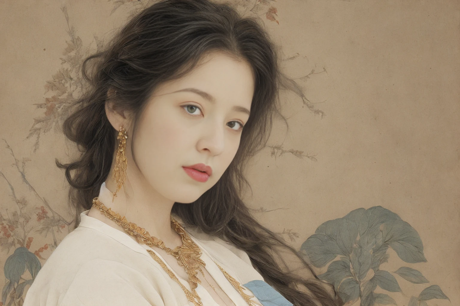 Young blonde anime, Aesthetic Body, Deep blue eyes, Wearing white with blue details, , Wear a gold necklace