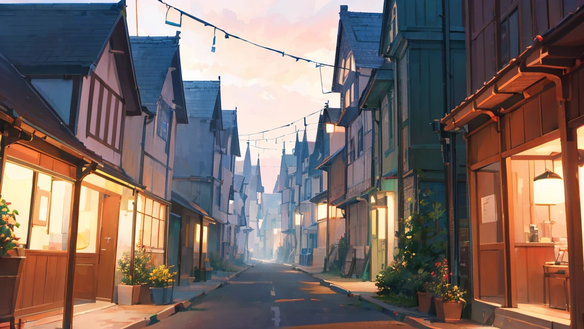 best quality, village, studio ghibli, extremely detailed CG unity 8k wallpaper, noon