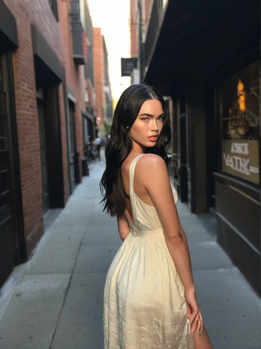 a realistic instagram photo of a [ really beautiful exotic androgynous supermodel 19 year old woman] , with [long, dark hair] , looks like [Megan FOX] and [Adriana Lima], light makeup, looking [innocent, cute, flushed] , dress [light] skin --ar 9:16 --stylize 750 --v 6