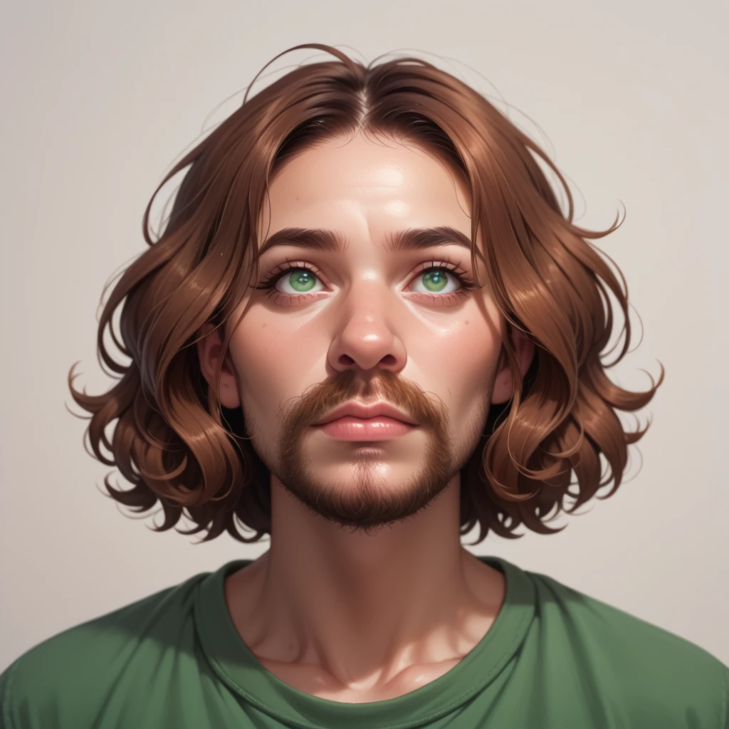 ultra sharp portrait, woman with huge shaggy beard on the cheeks under the eyes, tied brown hair, light green eyes, big nose