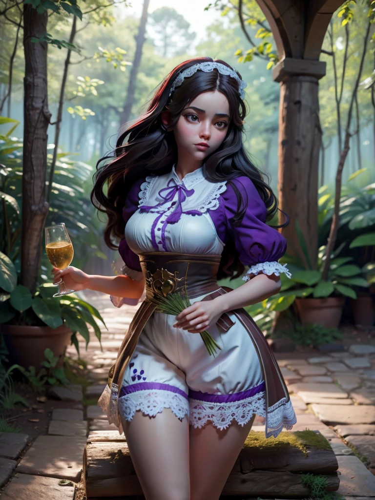 a woman in a purple dress is standing in the forest, extremely detailed germen de arte, chica anime seductora, a sexy maid in a magical forest, hermosa y seductora mujer anime, fantasy art style, style germen de arte, Arte detallado de alta calidad 8k, ig model | germen de arte, alena aenami and germen de arte, chica elfa, Sorteos de Wlop Ross.8k.