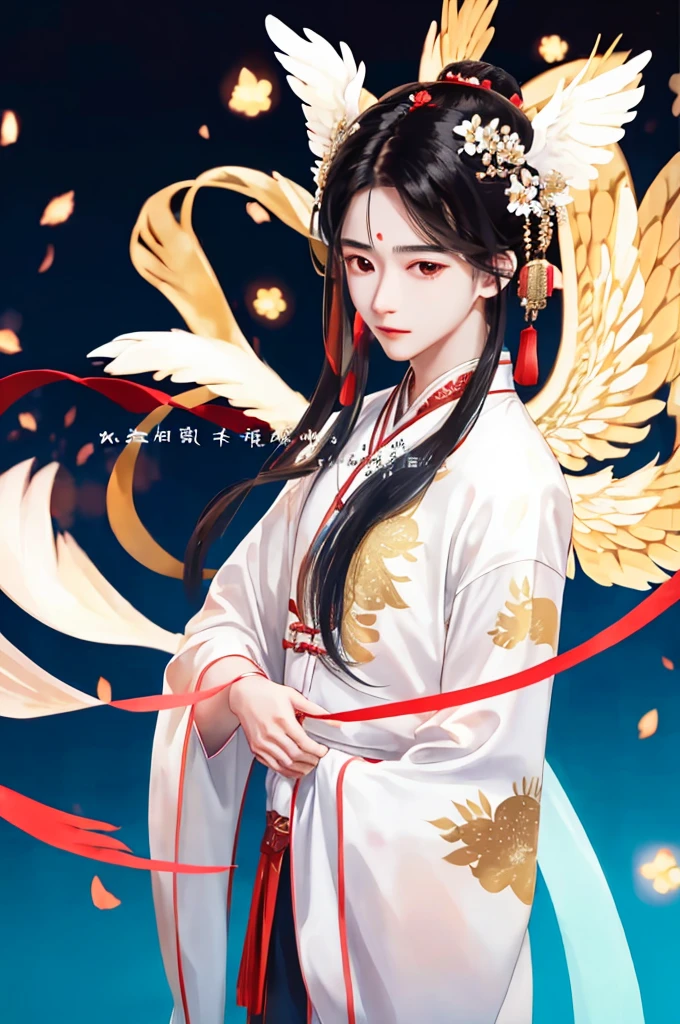 Yi Chen, a Chinese boy full of charisma The eyes of everyone who sees His face was full of beauty. White, smooth skin without blemishes His pitch black eyes radiated intelligence. The lips are thin and faintly pink. When he smiles, he reveals beautiful white teeth. Long, flowing black hair Tied together with a bright red bow. He was wearing a light blue traditional Chinese outfit. Good fabric flows beautifully. On the shirt was an intricately embroidered golden dragon pattern. A light white shawl draped over her shoulders. Floating on the wind like angel wings. Yi Chen stood calmly amidst the colorful flower garden. The scent of flowers wafted to his nose. The atmosphere is calm and cool. The young man took a deep breath. Immerse yourself in the beauty of nature Yi Chen's picture Full of charm and attraction It's like an ancient painting that has come back to life. beautiful face Mixed with ancient Chinese costumes A thin floating cloth that sways in the wind. All create an atmosphere that is both sweet and elegant.