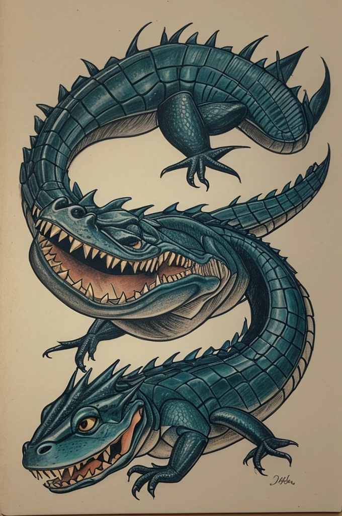 Un dibujo de un diente de cocodrilo facil
