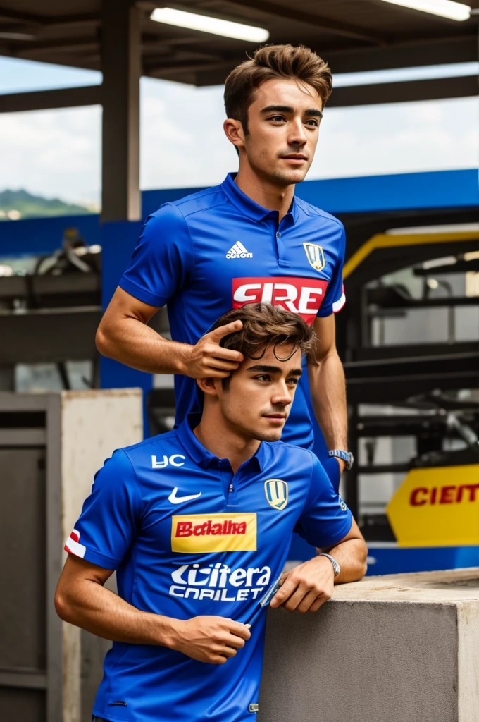 Charles Leclerc con la camisa del Bucaramanga 