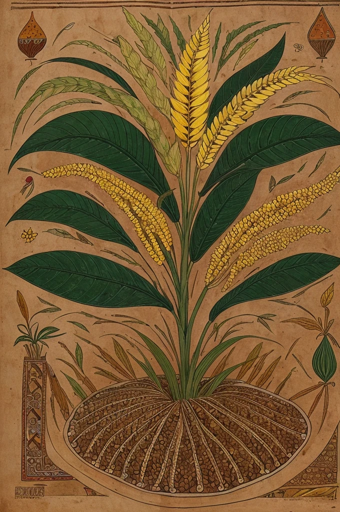 here is the project file content ready for you to copy:

---

## Title Page
**Title**: Sorghum - The King of Millets  
**Subtitle**: An exploration of its agriculture in M.P. and Bihar

*Decorate the title page with Gond Art and Madhubani paintings.*

---

## Table of Contents
1. Introduction
2. Type of Soil
3. Sowing Season
4. Manure/Fertilizer
5. Irrigation
6. Harvesting Season
7. Food Products Available in the Market
8. Conclusion
9. References

---

## 1. Introduction
Sorghum, often referred to as the "King of Millets," is a vital crop in Indian agriculture, particularly in the states of Madhya Pradesh (M.P.) and Bihar. Known for its resilience and nutritional value, sorghum plays a crucial role in food security and rural economy.

*Decorate this section with a small piece of Gond Art symbolizing the millet.*

---

## 2. Type of Soil
Sorghum thrives in well-drained loamy to sandy loam soils but can also grow in clayey and alluvial soils. The ideal soil pH for sorghum cultivation ranges from 5.5 to 8.0.

*Include a Madhubani painting of a field.*

---

## 3. Sowing Season
Sorghum is typically sown during the Kharif season, with the best sowing time between June and July. In some areas, it is also grown in the Rabi season, from October to November.

*Add a Gond Art representation of the monsoon season.*

---

## 4. Manure/Fertilizer
Organic manure, such as compost and farmyard manure, is beneficial for sorghum. Recommended fertilizers include nitrogen, phosphorus, and potassium, applied at 80-100 kg/ha of nitrogen, 40-50 kg/ha of phosphorus, and 40-50 kg/ha of potassium.

*Use a Madhubani painting showing farmers applying manure.*

---

## 5. Irrigation
Sorghum requires moderate irrigation, especially at critical stages such as seedling, flowering, and grain filling. Over-irrigation should be avoided, as sorghum is drought-tolerant.

*Include Gond Art depicting an irrigation system or water bodies.*

---

## 6. Harvesting Season
Sorghum is generally ready for harv