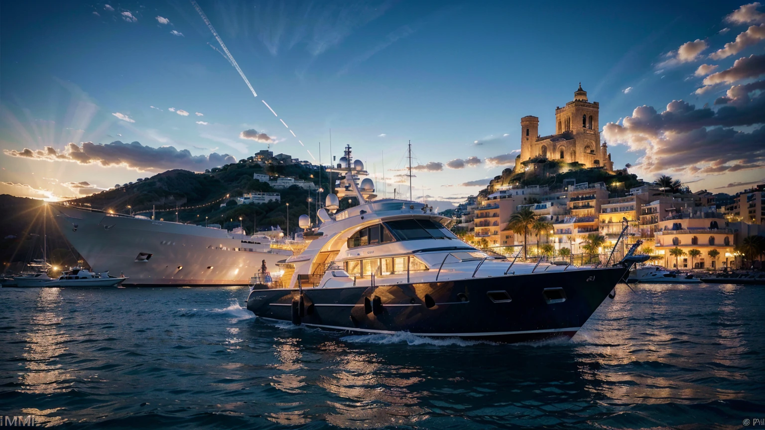 (ultra-high definition, hyper-realistic, highly detailed, high quality, sharp focus, professional lighting, vivid colors, intricate details), (beach in Ibiza Spain background with water, yachts, boats, detailed architecture, people, vibrant atmosphere), (best quality,4k,8k,16k,Highest,masterpiece:1.2),(realistic,photorealistic,photo-realistic:1.37), (extremely detailed CG unit, 16k wallpaper), 16k UHD, 16k HDR, Fujifilm XT3 sharp focus, professional lighting, vivid colors, intricate details, film grain, RAW photography, Fujifilm XT3 realistic painting art, f5.6, Utilize state-of-the-art deep learning models and adjust parameters according to quality metrics such as Structural Similarity (SSIM) and Perceptual Loss to create an image that is indistinguishable from a real, high-quality photograph, fine-tuning, (be creative),