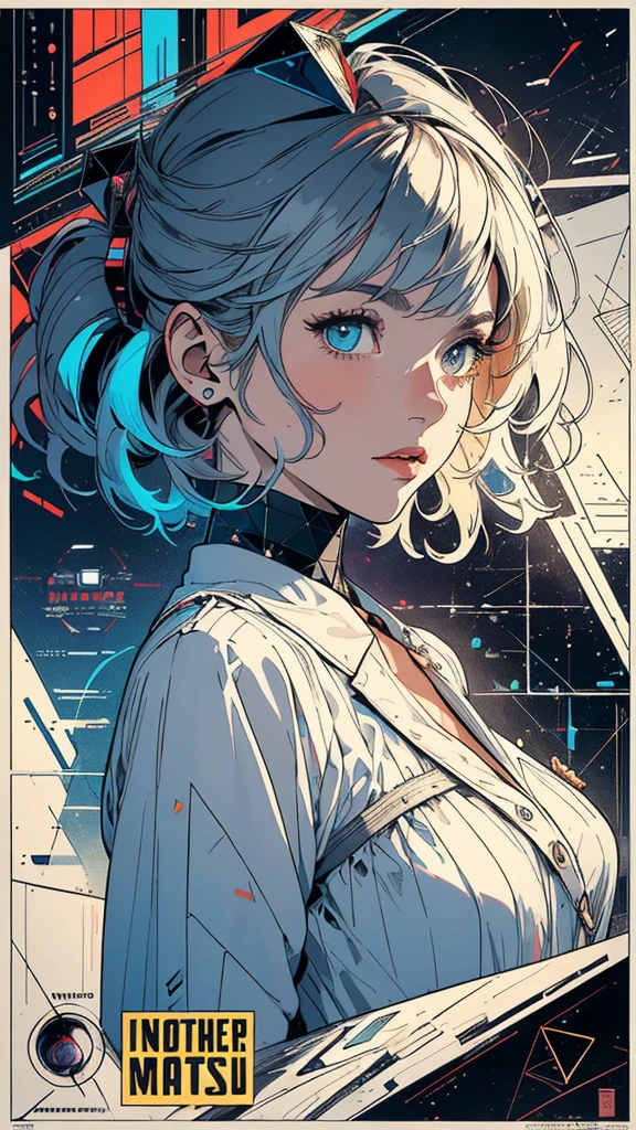 (((masterpiece, highest quality))),(((solo:1.2))),(((1girl:1.2))),32k wallpaper, very detailed, poster, vintage science fiction, 1960s,(((((geometric cinematic movie poster))))), (bauhaus), shape,(((abstract))), mid century modern, movie poster, vintage, Perfect Lady,1970's, halftone, speech bubble,(((portfolio,Close-up))),((((more various angle)))),(((bust up))),((highlight)),Vast landscape,((((heterochromia)))),(((complete. detailed face))),(((Extremely talented))),(((most complecated machine))),((Overall colorfully))