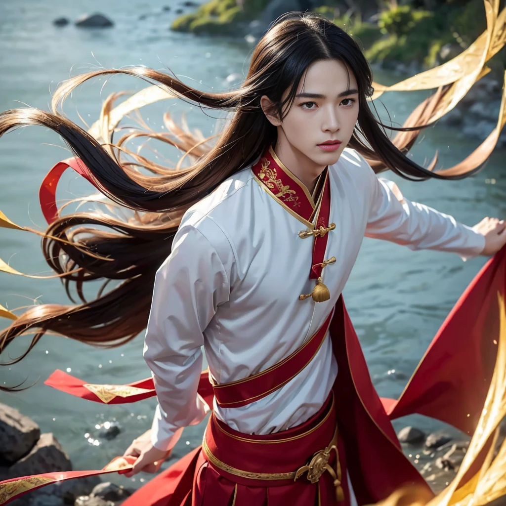 Yichen, a handsome young man from Danzhongyuan
In the midst of an ancient village surrounded by mountains, Yichen, a sixteen-year-old boy stood towering by the stream. The clear water reflected his face as magnificent as a painting, his complexion was smooth, his black eyes shining sharply, his black hair dashing long. Tie it up with a bright red bow.
He wore a light blue antique Chinese dress, made of light texture, fluttering in the wind, the long, ankle-length hem, adorned with an emerald-green jade belt at the waist. Some of his hair released a flute and mingled with a thin veil embellished with gold floral motifs.
Yichen stood still, staring at the vast sky, speechless. The atmosphere around him was full of peace and quiet. The sound of birds singing in the forest, the sound of water flowing from the stream, all were heart-warming melodies of nature.
He is like a dream image that has fallen out of the past, his magnificent face, combined with a vintage Chinese dress, makes him look even more seductive. The breeze blows through the waving of the hem and sheer fabric, revealing his symmetrical physique.
Yichen, a young boy full of secrets, a beautiful face like a goddess, but his glint is obscured by sadness. What will his story be next?
elaboration
Her black hair was long, tied up in a bright red bow.
The eyes are completely black, with a sharp glow.
Whiteness of the skin
Light Blue Antique Chinese Dress
Lightweight fabric, swaying in the wind
Emerald Green Jade Belt
Thin airy fabric is decorated with a golden floral pattern.
Elegant posture. Basics
Mourning Glitter Mysterious
atmospheric
Ancient village
streams
Fattening the mountain
woodland
Wide sky
Fresh air
Quiet
undisturbed
temperament
picturesque
undercover
grieved
graceful
dignified