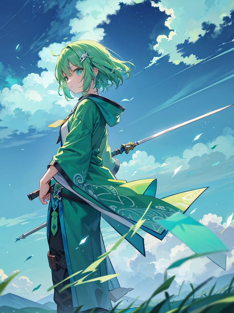 Green winds, turquoise tornados, thunder, green wund blades, blue wind blades