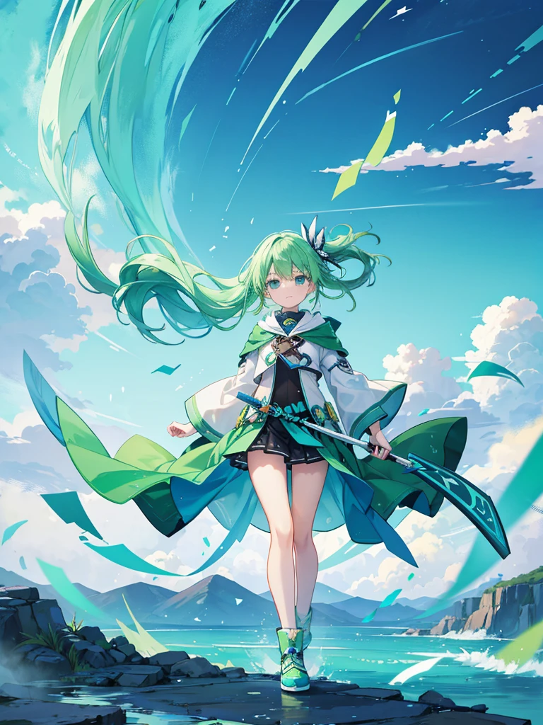 Green winds, turquoise tornados, thunder, green wund blades, blue wind blades