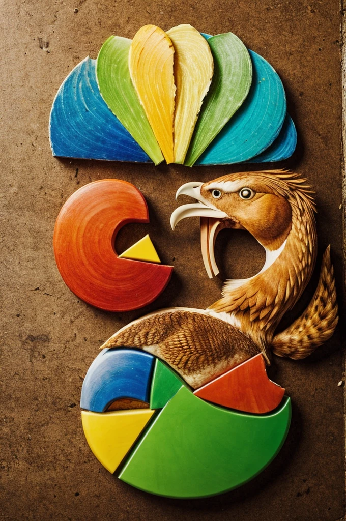 Pollo de colores cargando un cerebro