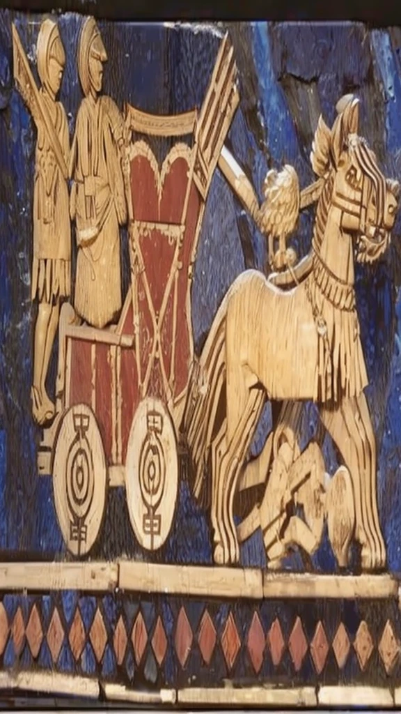 A wooden chariot from ancient Sumer.