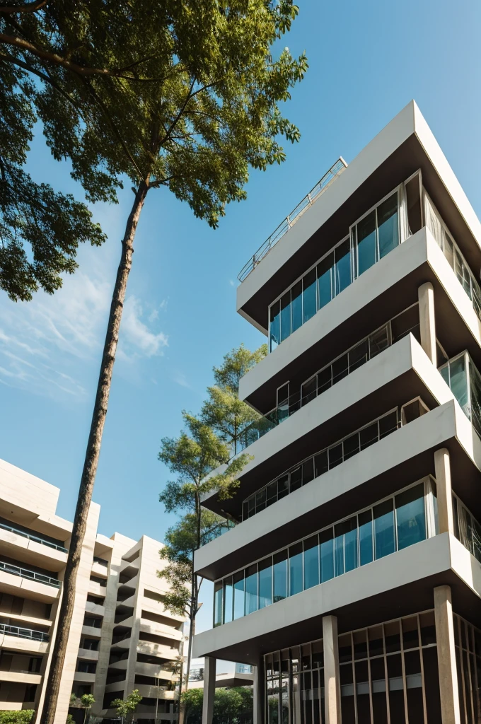 Abstract architecture and construction background with tree