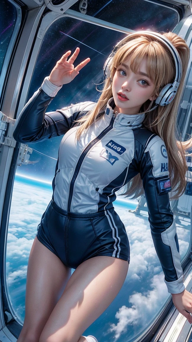 t Highest Quality、Highest quality、8K、4K、masterpiece、Super fine、beautiful、Ultra-high quality、Highest quality、High resolution、Super fine、Game CG、holland angle、(Acrobatic Poses):5、Jump:5、(Inside the space station)、beautiful詳細な目、Five fingers、Headphones、nsfw、beautiful girl、(Astro Best):5、(Track uniform)、Wet、(vapor:1.5)、Running Form、Open Mouth、(Blonde Hair)、(Long Hair):2、belly button、space_station_interior、 exercise_room、Future、high_technology、zero_gravity_exercise_equipment、high_resolution_landscape、sleek_design、Minimal、8K_resolution、game_cg_style、Dutch_angle、detailed_character、track_uniform、perfect_running_form、intense_expression、detailed_eyes、decision、vapor:1.5、beauty、strength、five_fingers、visible_navel、open_mouth、ultra_quality、high_resolution、ultra_detailed、Astro Best