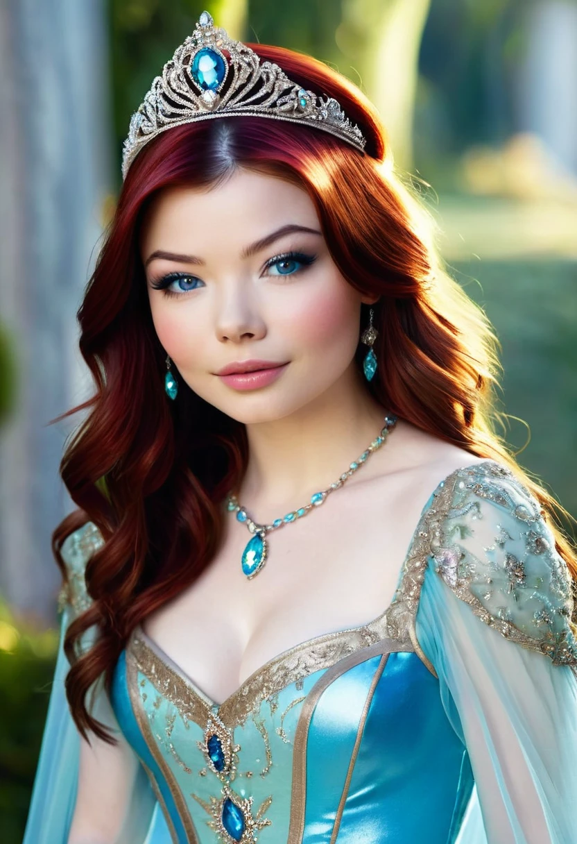 a beautful fairy tale princess that looks like Miranda Cosgrove. Red Hair Blue Eyes.
