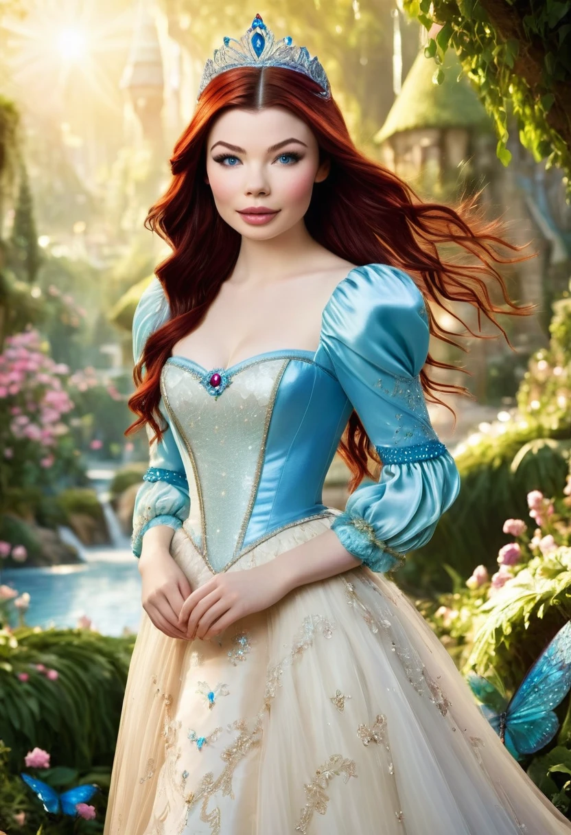 a beautful fairy tale princess that looks like Miranda Cosgrove. Red Hair Blue Eyes.